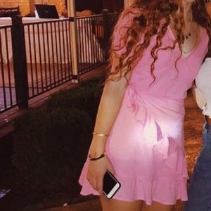 Pink wrap dress